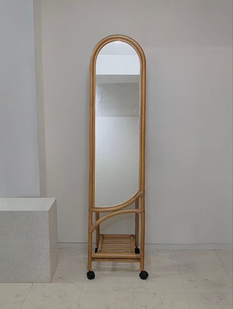 らっこさま専用 スタンドミラー オールド ラタン 藤 ジャパンディ モダン