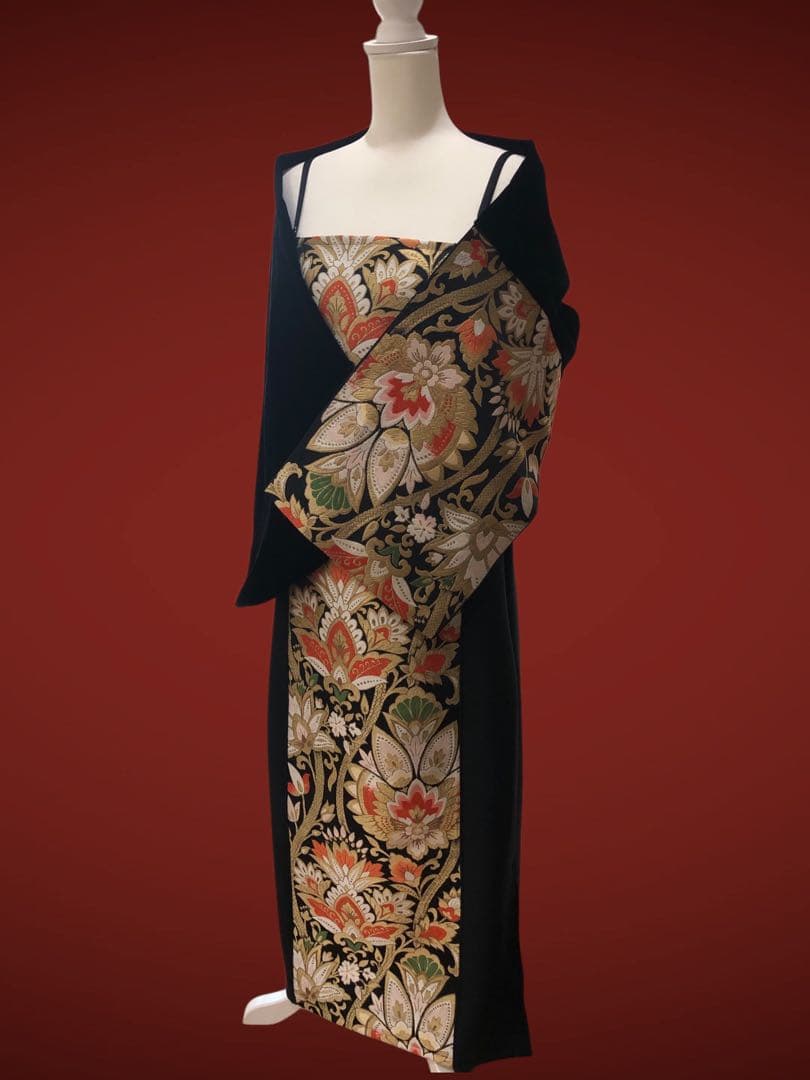 顧客　オーダーメイド　帯リメイクロングドレス