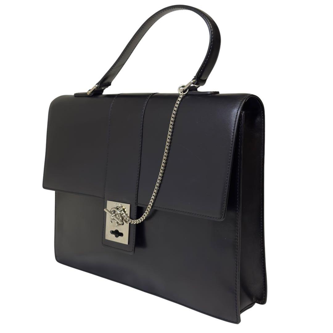 セリーヌ ガンチーニ ビジネスバッグ ハンドバッグ オールレザー ブラック