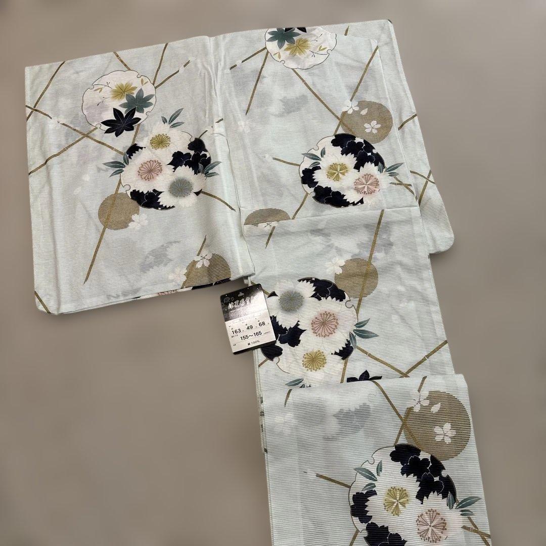 浴衣　雪輪模様　綿絽生地