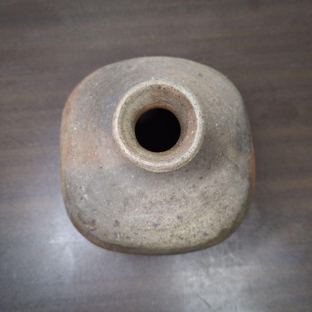 森岡成好 作 南蛮 焼締 花瓶 高さ約18.5cm