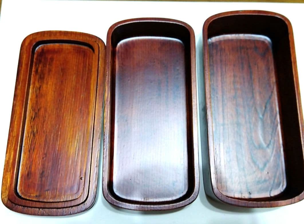 高級会津塗　漆弁当箱　2段　からくりぬき