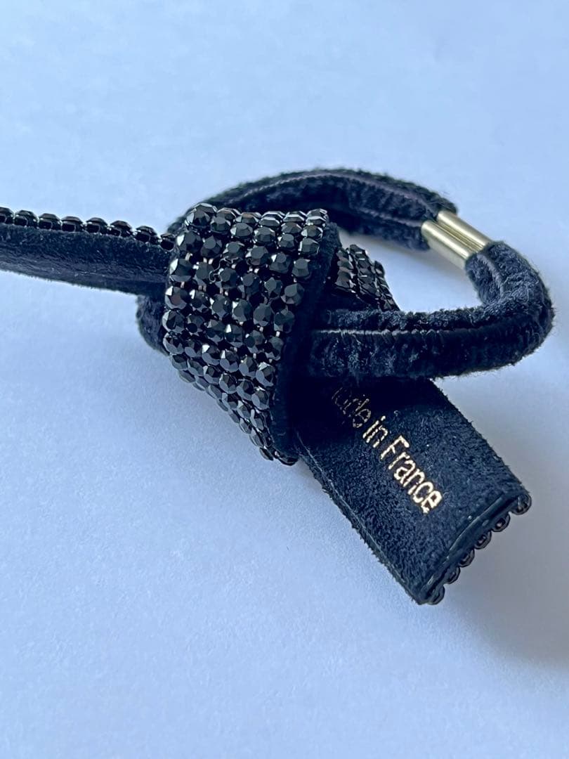 acca リボン ヘアゴム ビーズ装飾 ブラック