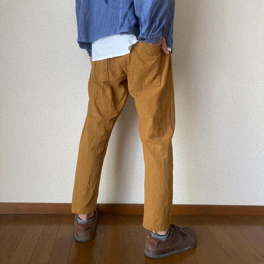 コットンリネン シンプルもんぺ クルミ うなぎの寝床 M寸