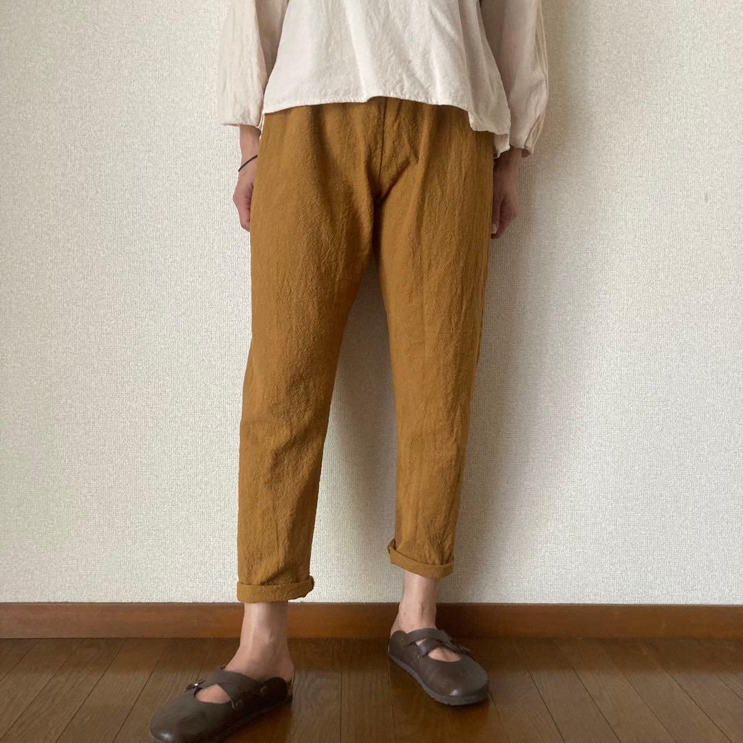 コットンリネン シンプルもんぺ クルミ うなぎの寝床 M寸