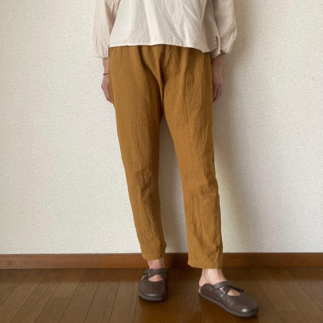 コットンリネン シンプルもんぺ クルミ うなぎの寝床 M寸