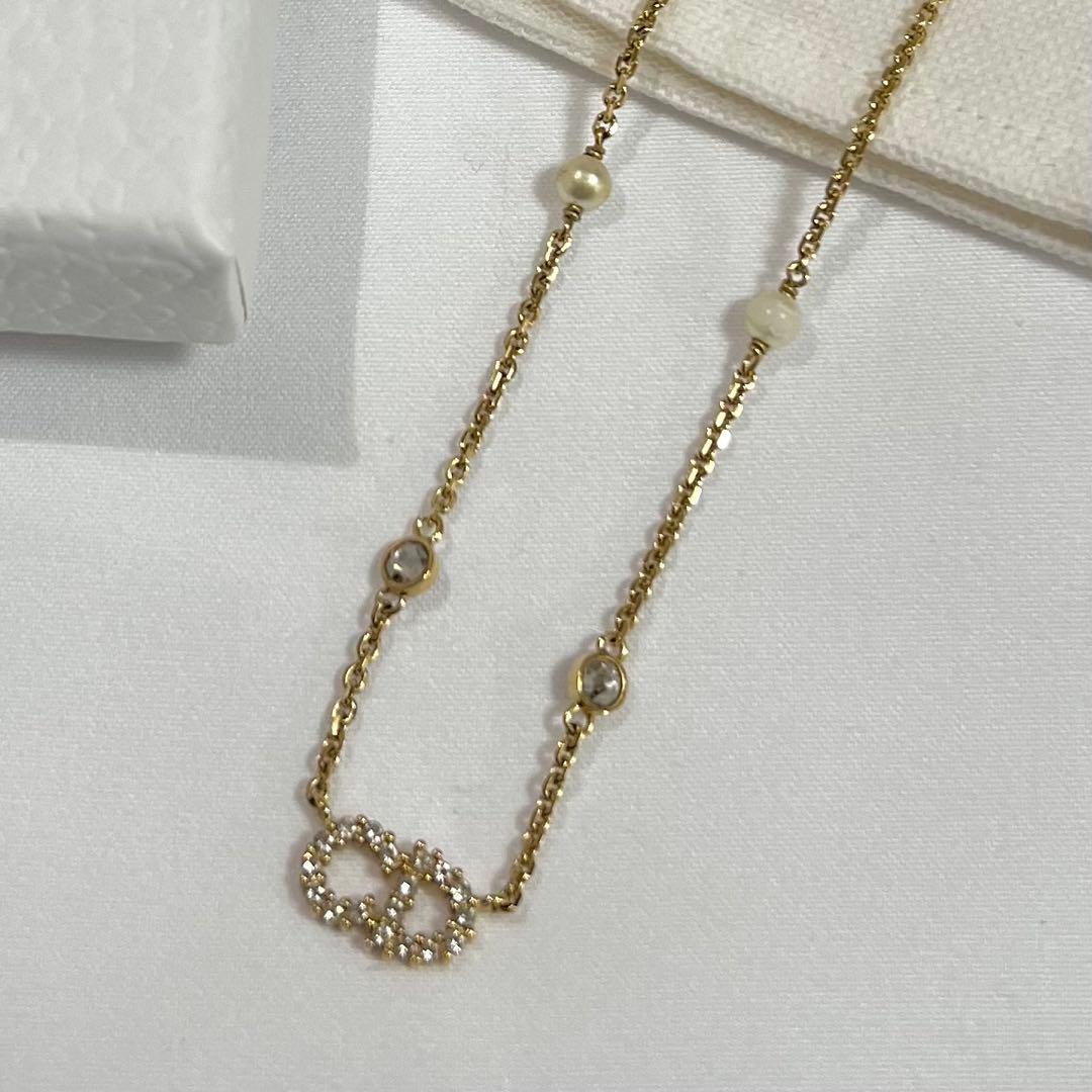 Dior ネックレス Clair D Lune ラインストーン ゴールド パール