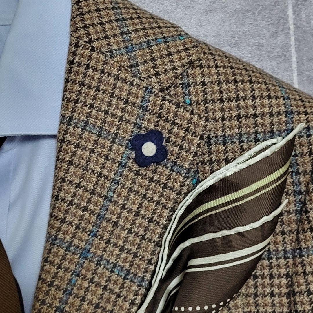 ★未使用近 ラルディーニ 秋冬 超高級ツイード ブラウン テーラードジャケット