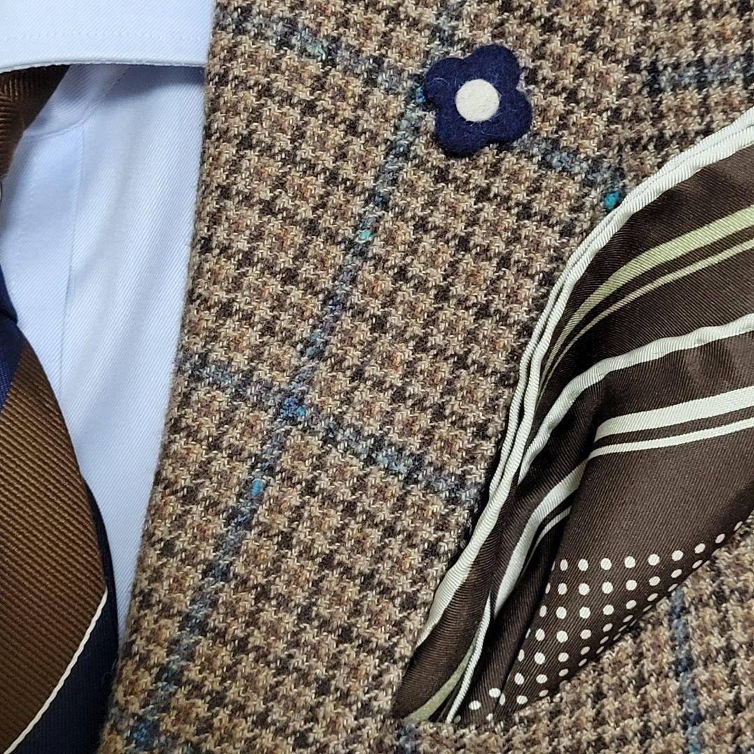 ★未使用近 ラルディーニ 秋冬 超高級ツイード ブラウン テーラードジャケット