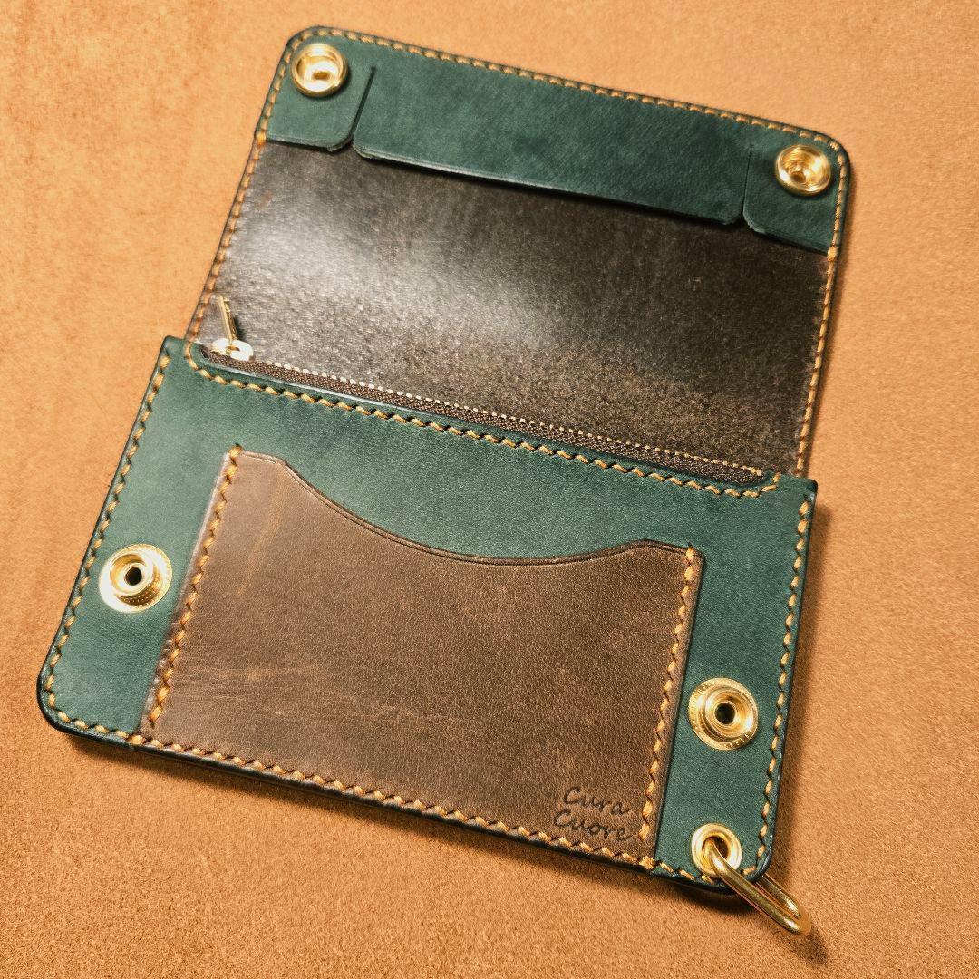 274ミドル トラッカーウォレット イタリアンレザーTEXAS【BR&GR】