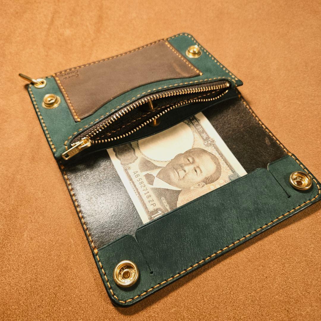 274ミドル トラッカーウォレット イタリアンレザーTEXAS【BR&GR】