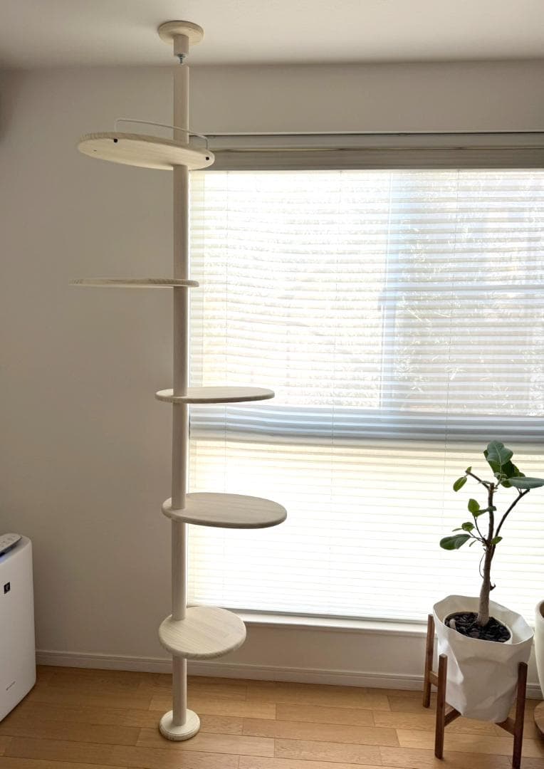 popichan　天然木　突っ張り型キャットタワー 5段 　2ｍ40ｃｍ