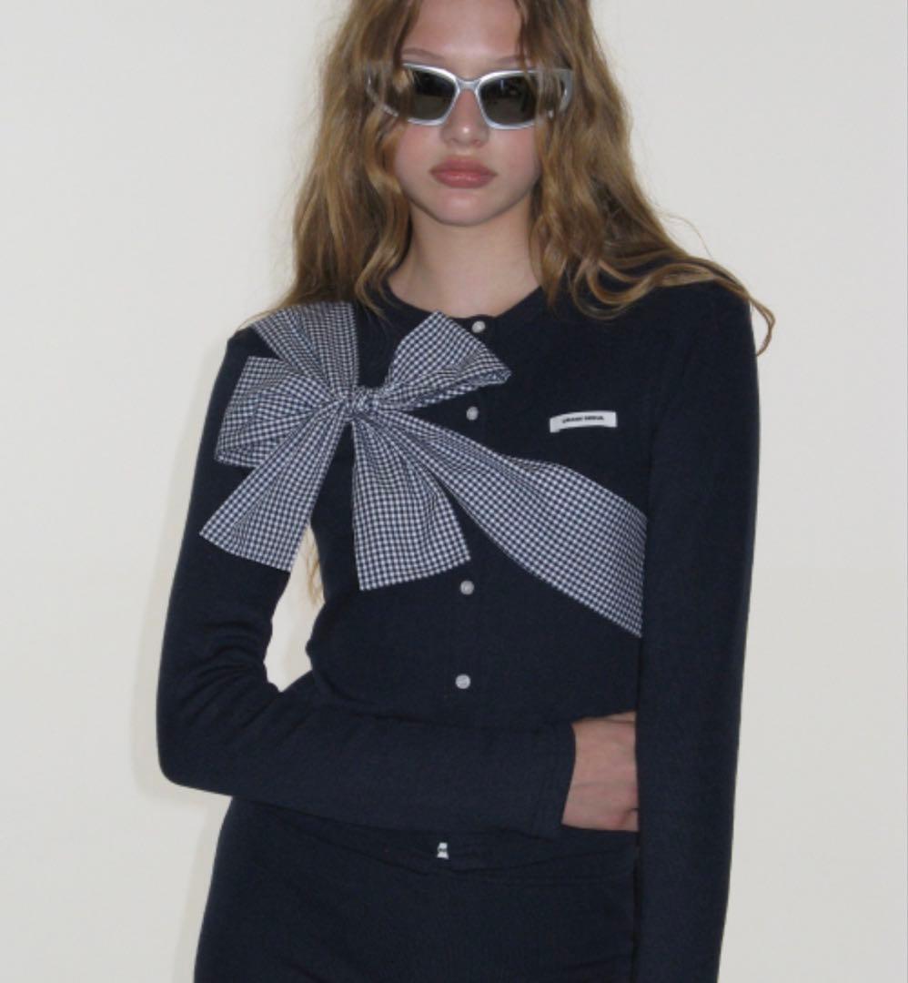 新品 CRANK Ribbon Tie Knit Cardigan カーディガン