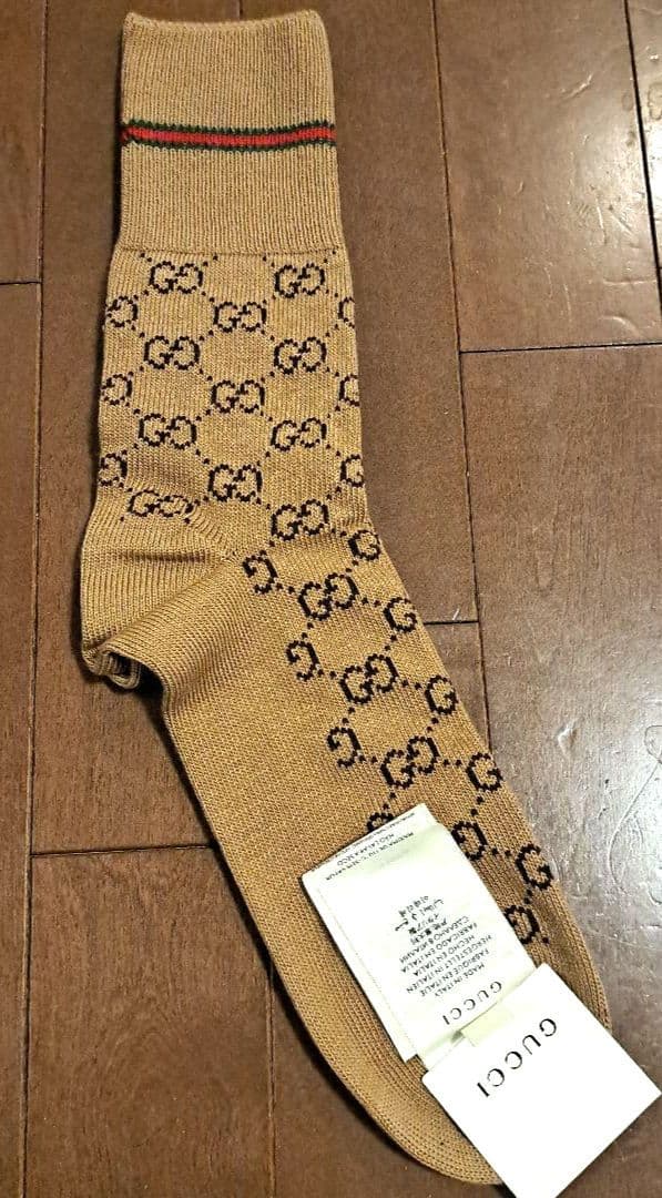 GUCCI GGロゴ ベージュソックス Lサイズ