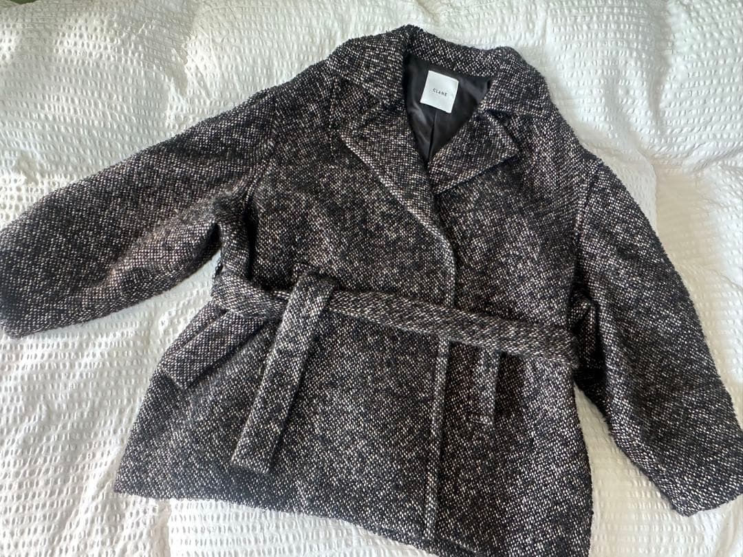 CLANE MIX LOOP TWEED BOX COAT ブラックサイズ1