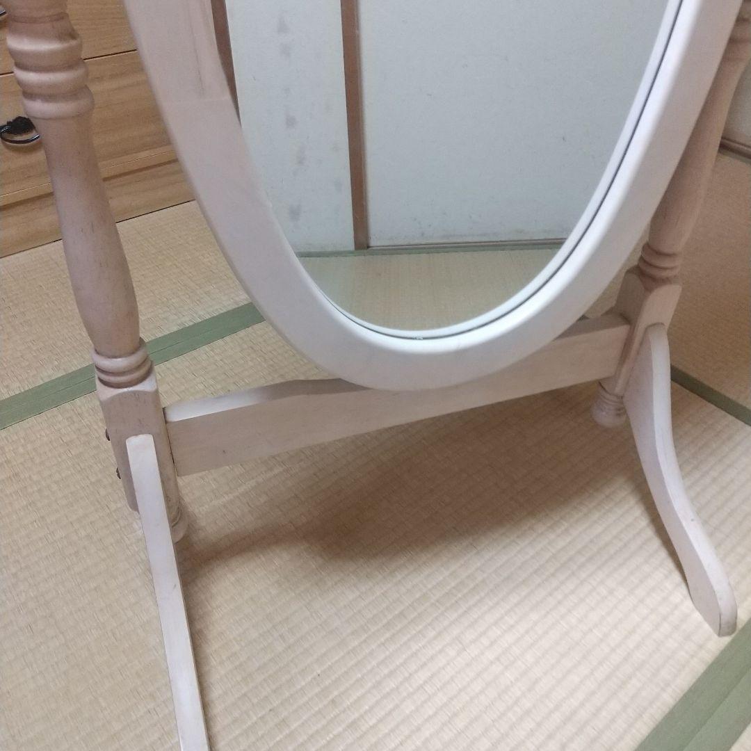 スタンドミラー、オーバル型、木製、アンティーク調、姿見、