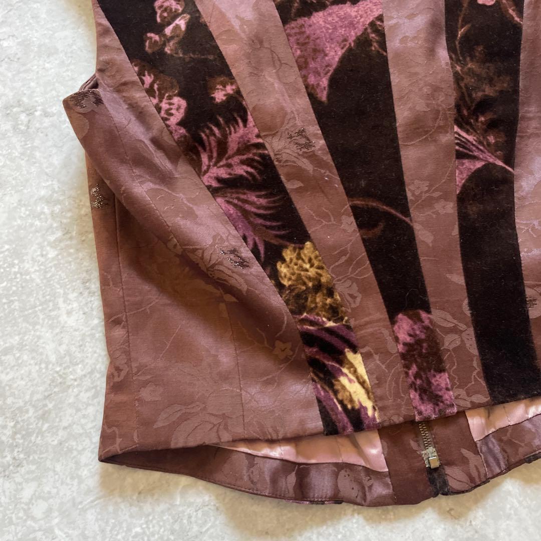 KENZO ケンゾー　花柄　ベスト　38 M ブラウン　ジップアップ　異素材