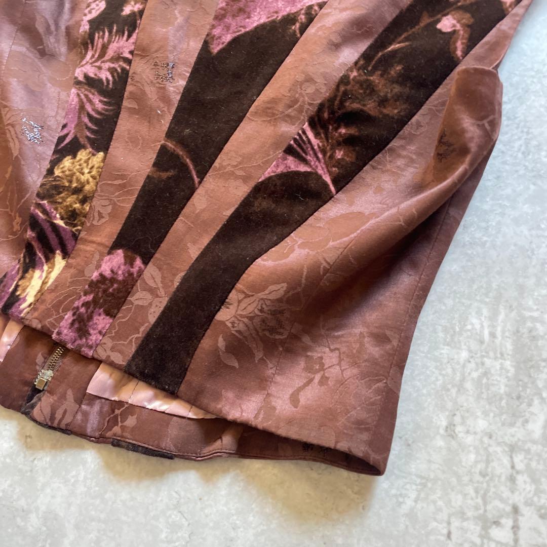 KENZO ケンゾー　花柄　ベスト　38 M ブラウン　ジップアップ　異素材