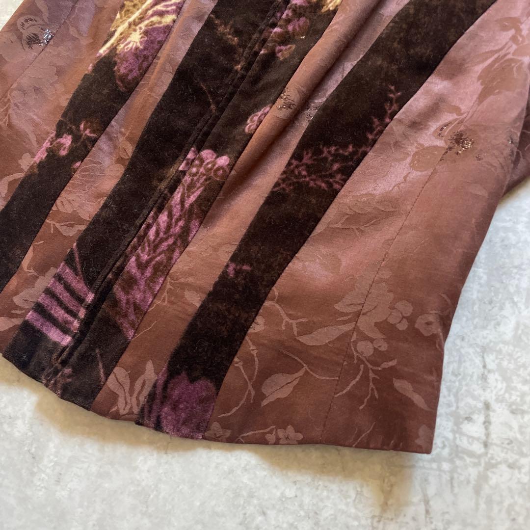 KENZO ケンゾー　花柄　ベスト　38 M ブラウン　ジップアップ　異素材