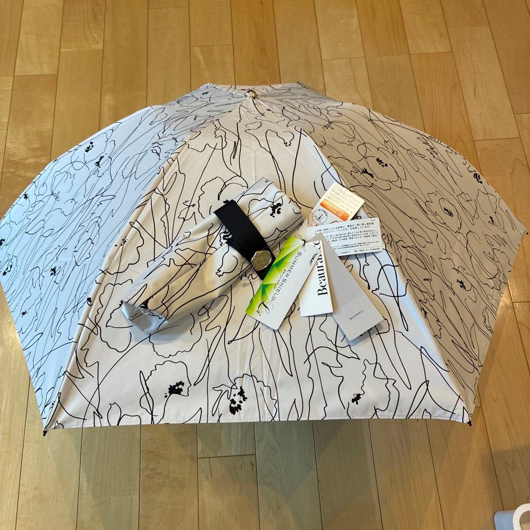 ビューランス　フラワーラインデザイン　ホワイト　晴雨兼用日傘