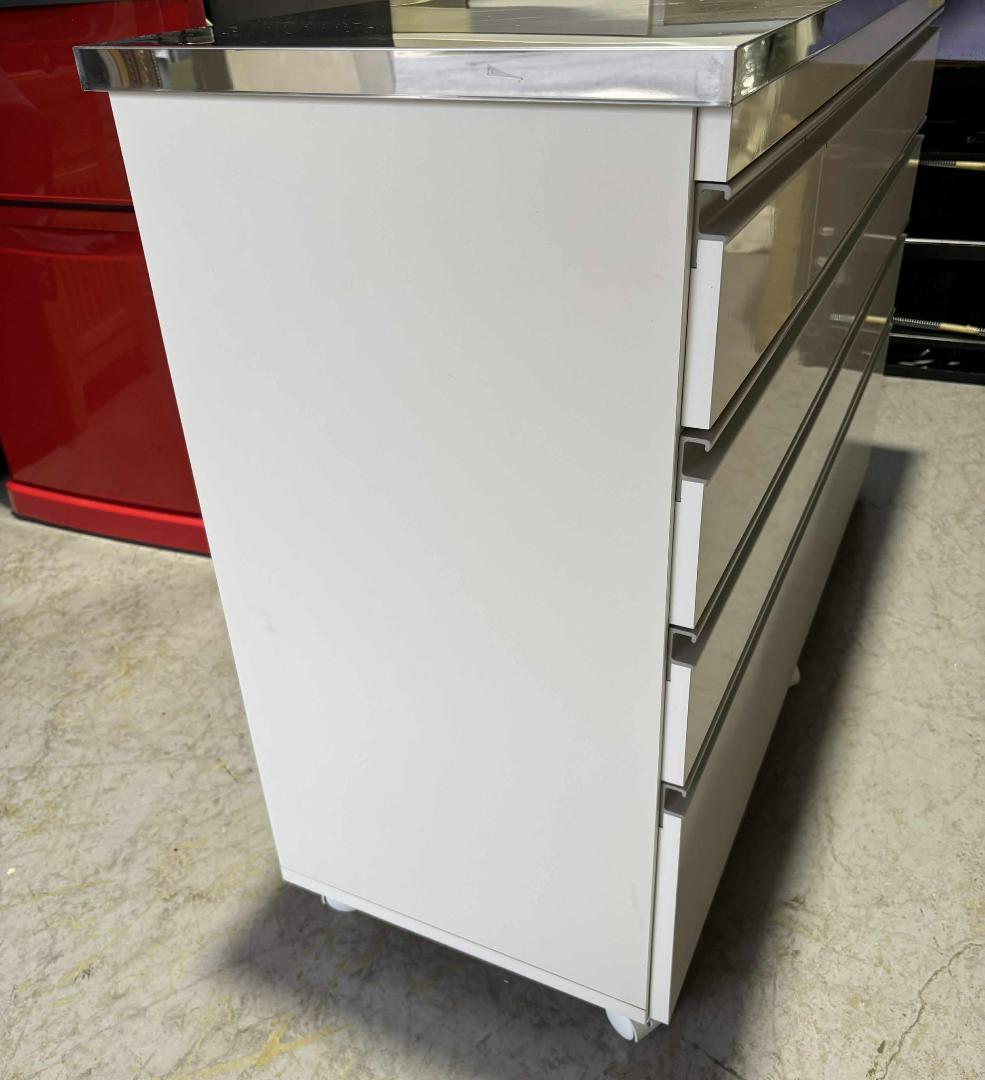 りん 昇光家具のステンレストップキッチンカウンターコンセントキャスター付き