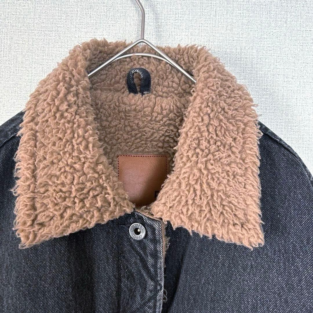 スピックアンドスパン【5 2/1】ボアデニムジャケット M ブラック