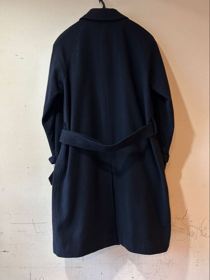MARGARET HOWELL濃紺ウールロングコート　ステンカラーベルト　美品！