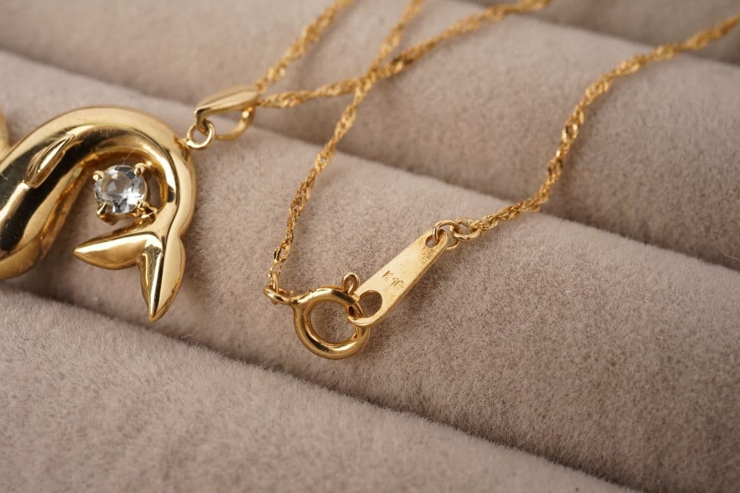 K18✨イルカデザイン ネックレス ストーン装飾