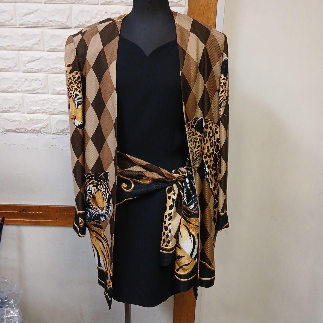 アーガイルパターン動物プリントジャケット