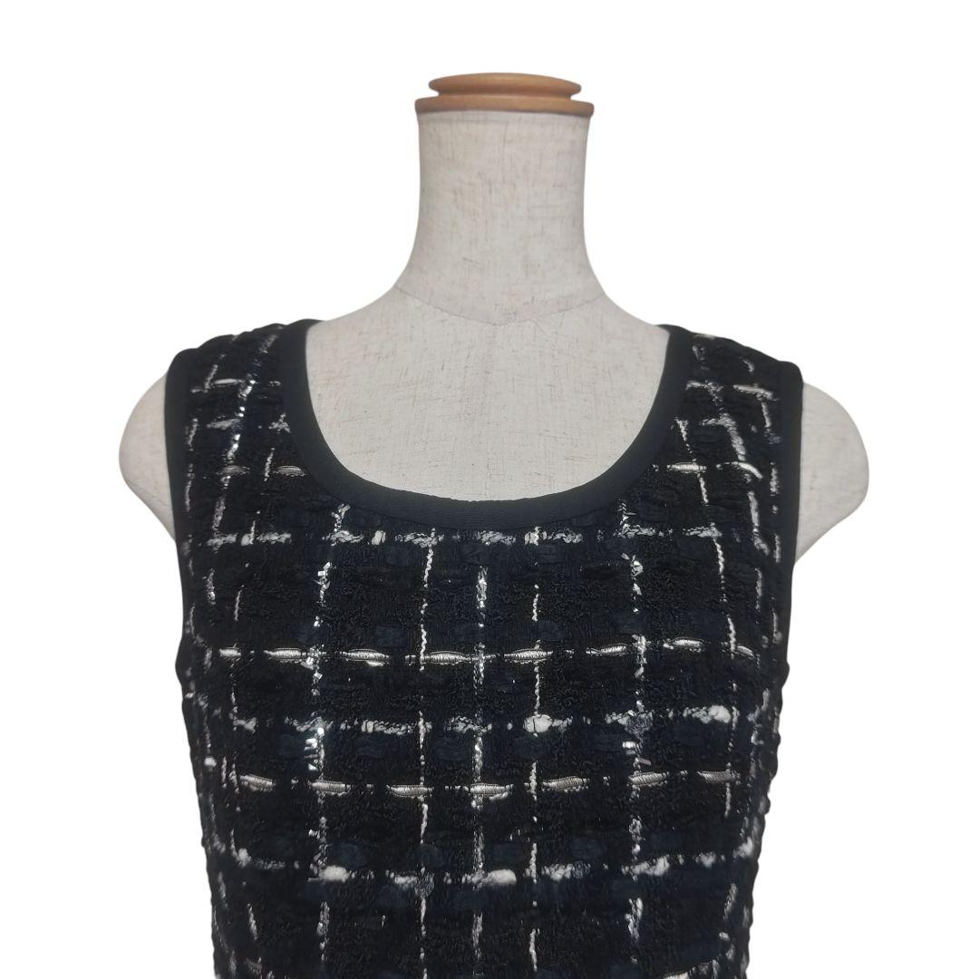 高級 ジュールトゥルニエ グレースクラス ラメツイードチェックワンピース