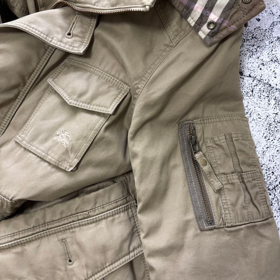 y2k バーバリーブルーレーベル　リアルファー　中綿　ミリタリージャケット