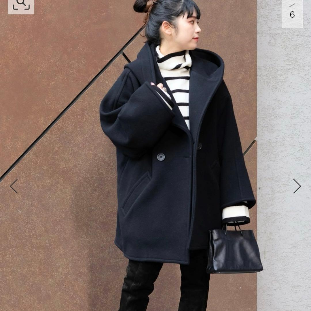 AP STUDIO ライトモッサオーバーフーディーコート 黒 ブラック38