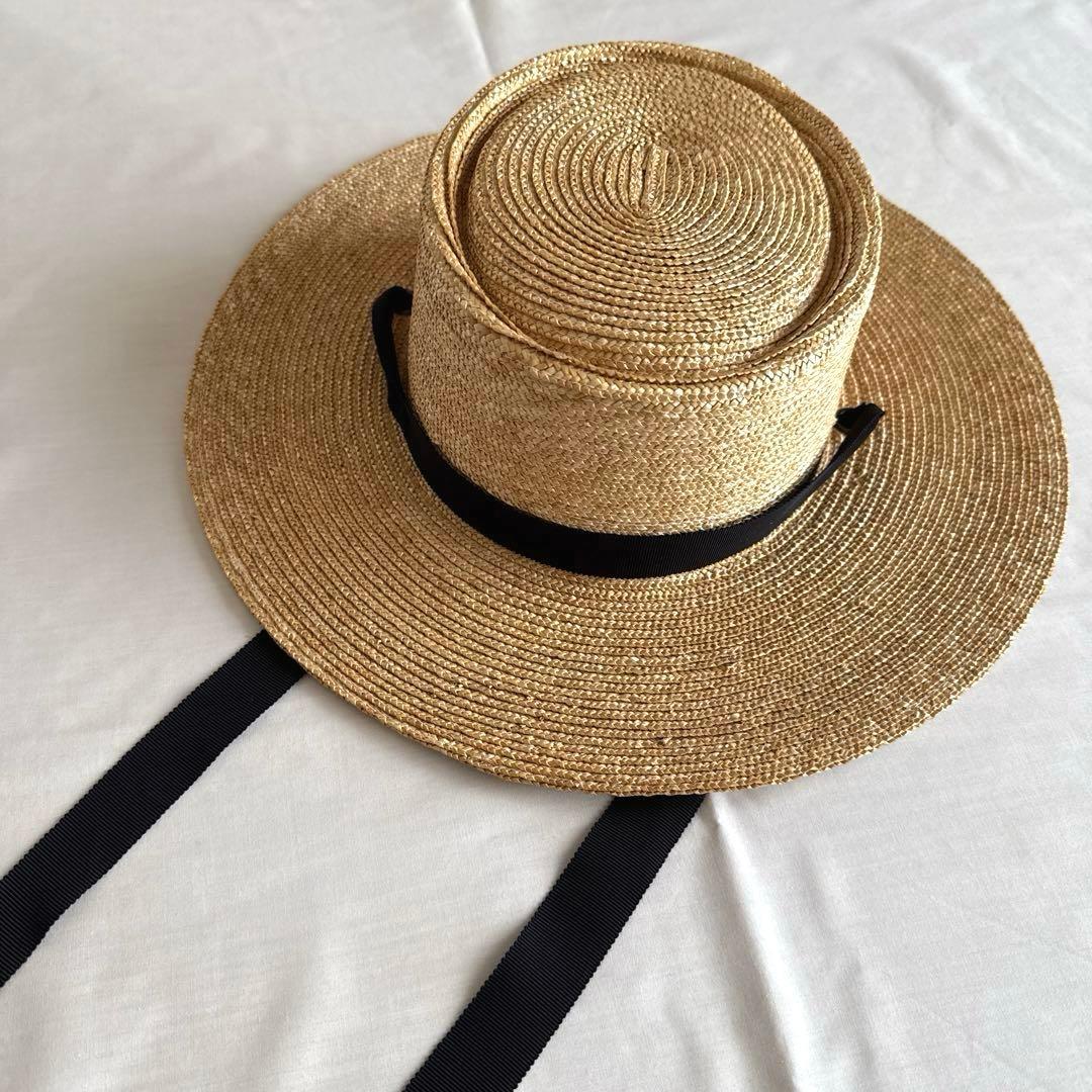 新品 wicagrocery ウィカグロサリー　 麦わら帽子 リボン付き