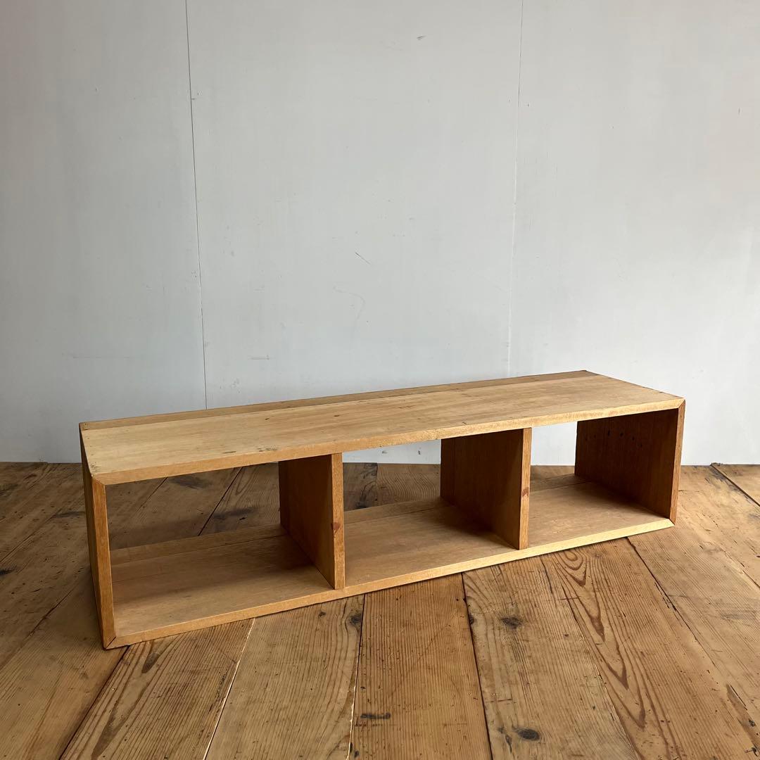 アンティーク ローボード シェルフ 仕切り棚 テレビ台 本棚 無垢材 無塗装 ②