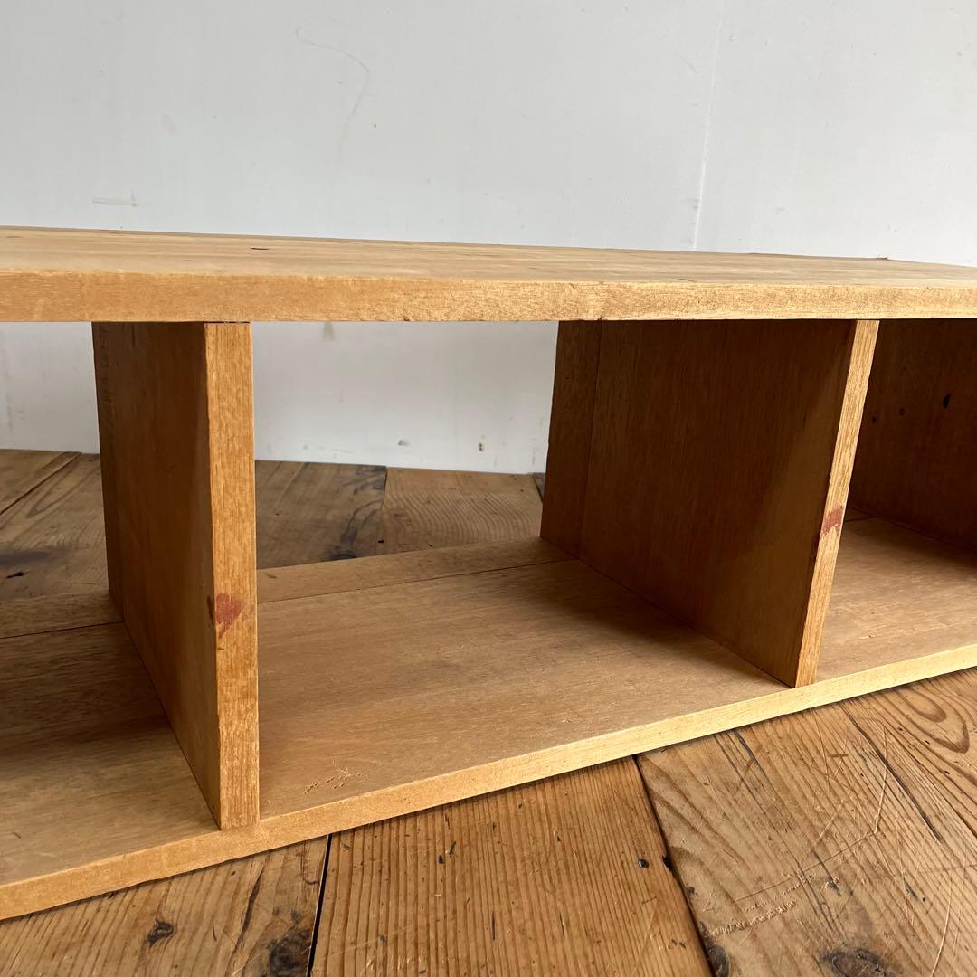 アンティーク ローボード シェルフ 仕切り棚 テレビ台 本棚 無垢材 無塗装 ②