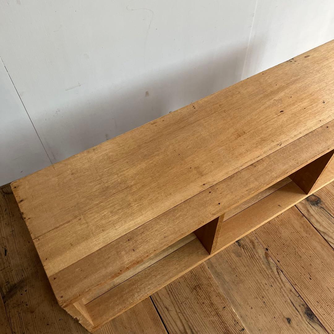 アンティーク ローボード シェルフ 仕切り棚 テレビ台 本棚 無垢材 無塗装 ②