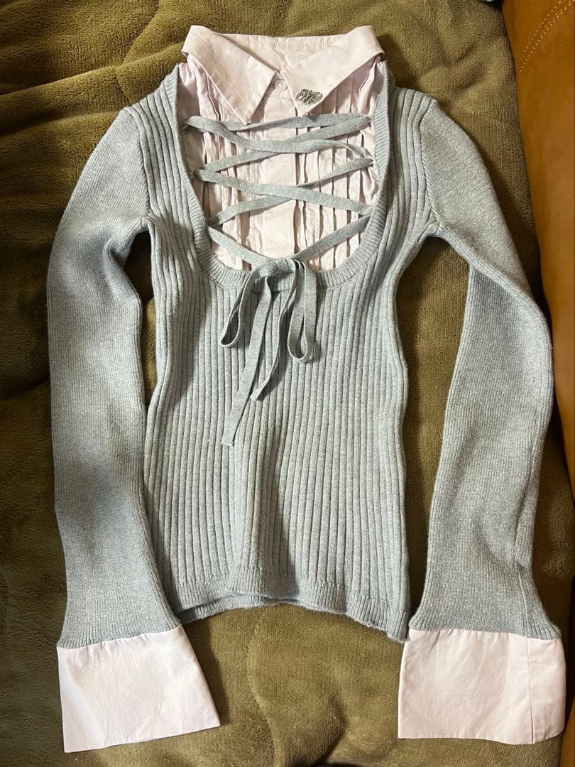 honeymew レースアップドッキングトップス グレー