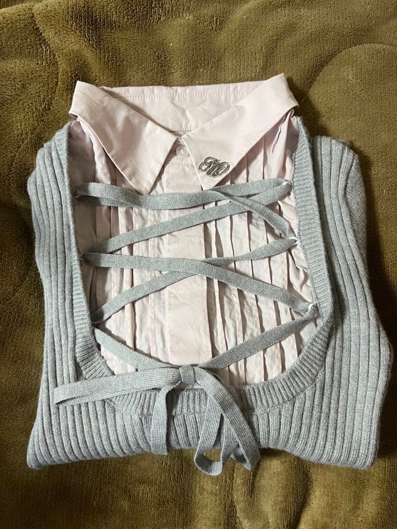 honeymew レースアップドッキングトップス グレー