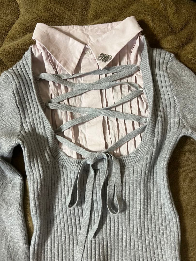 honeymew レースアップドッキングトップス グレー