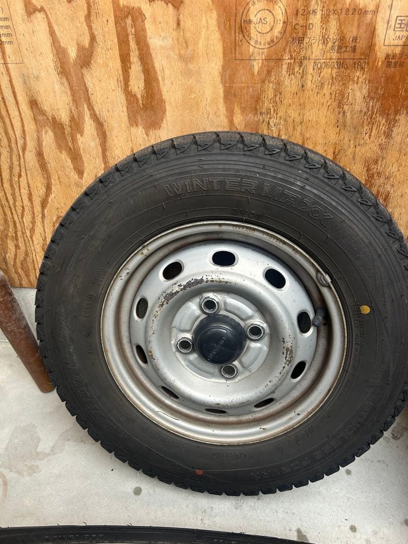 145R12 6PR ハイゼット用スタッドレス、スチールホイール4本セット