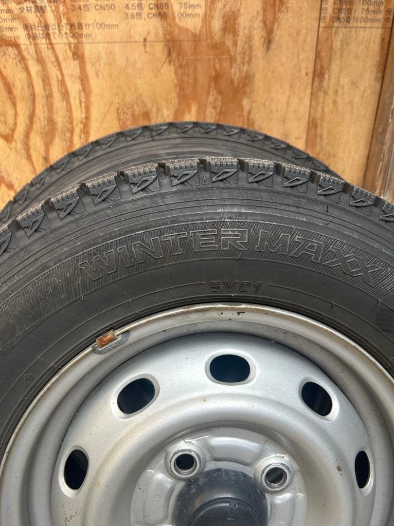 145R12 6PR ハイゼット用スタッドレス、スチールホイール4本セット