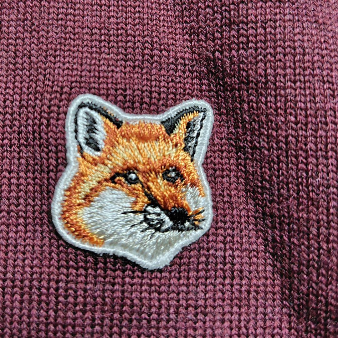 極美品　XL　現行　メゾンキツネ　セーター　ワンポイント　刺繍　ワインレッド