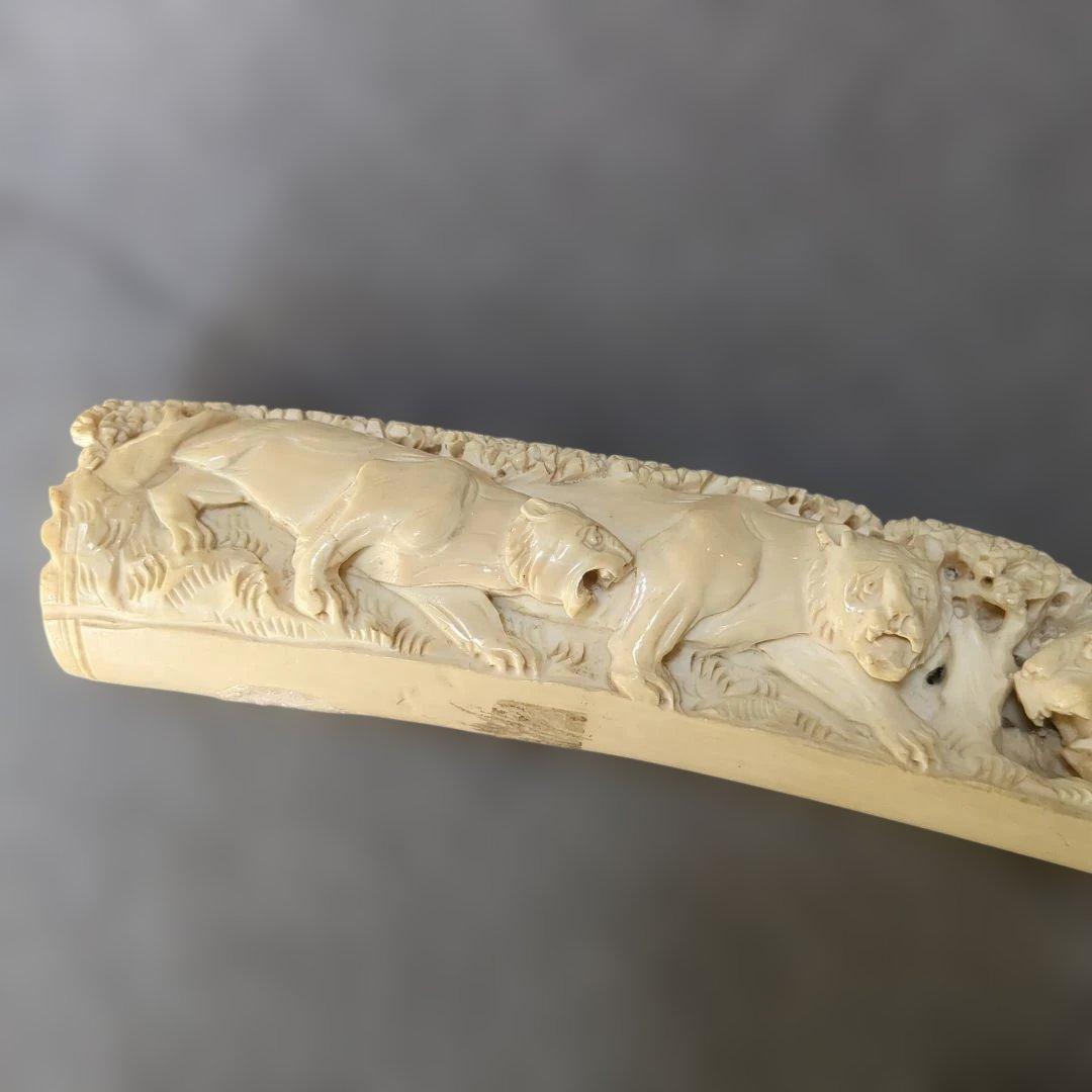 象牙風 虎 象 置物セット