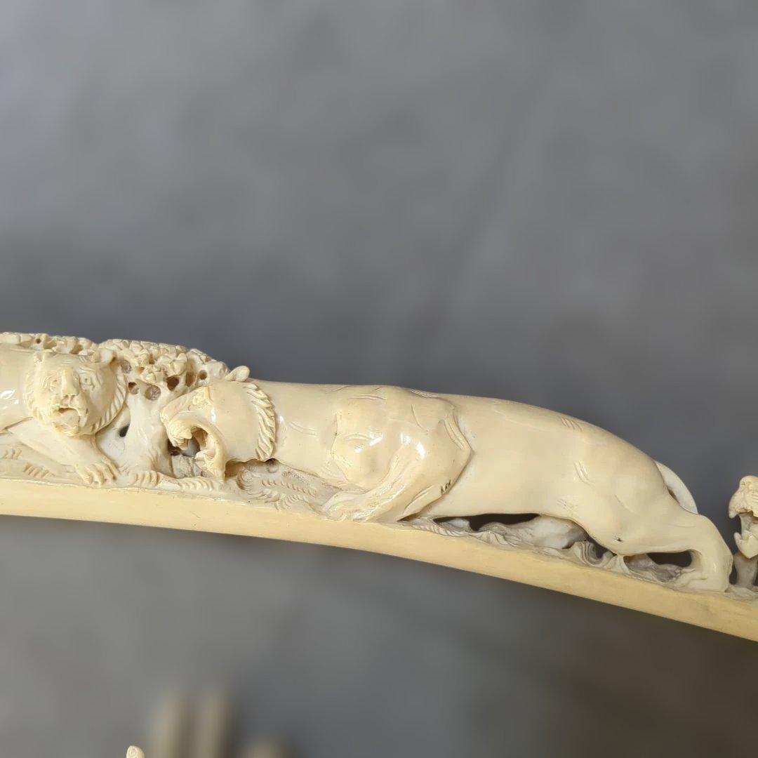 象牙風 虎 象 置物セット