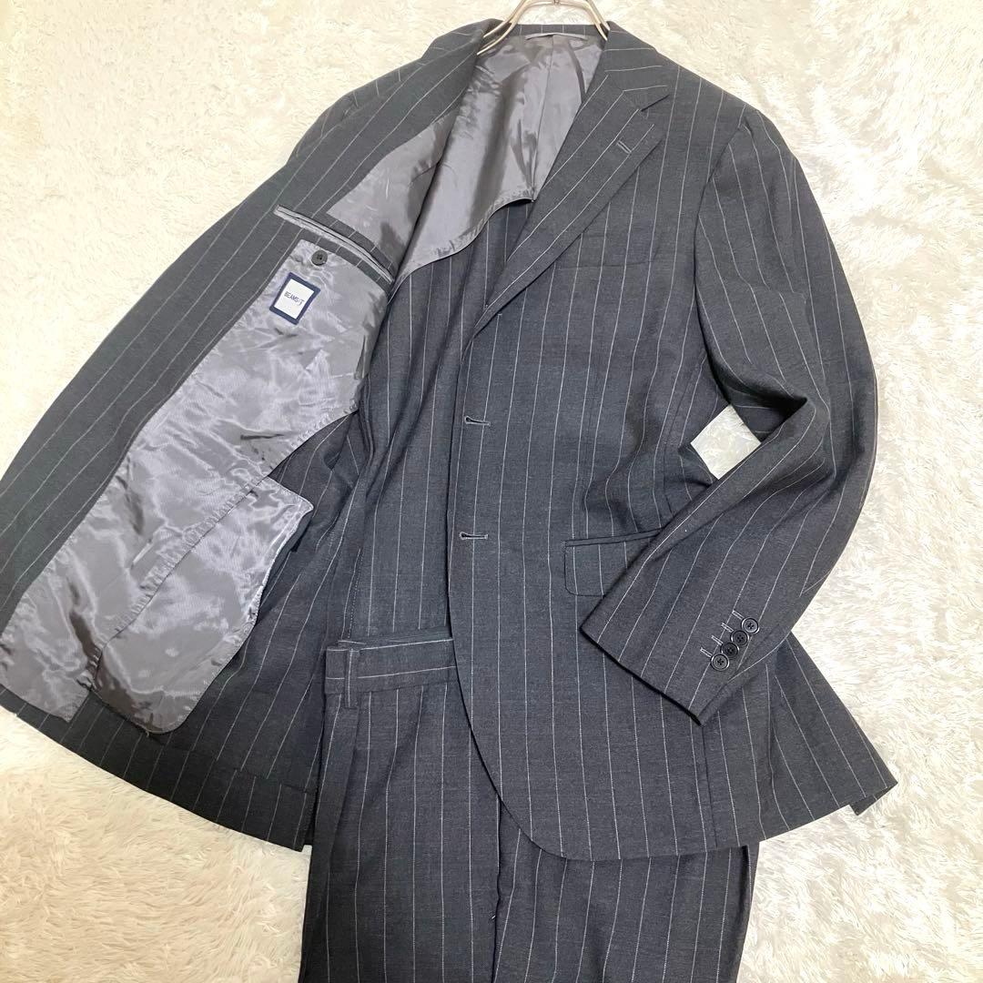 極美品✨ ビームスF ウール モヘア混 ダークグレー 48 8R スーツ L
