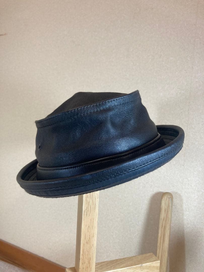 ニューヨークハット　レザー　ポークパイハット　本革 Lサイズ