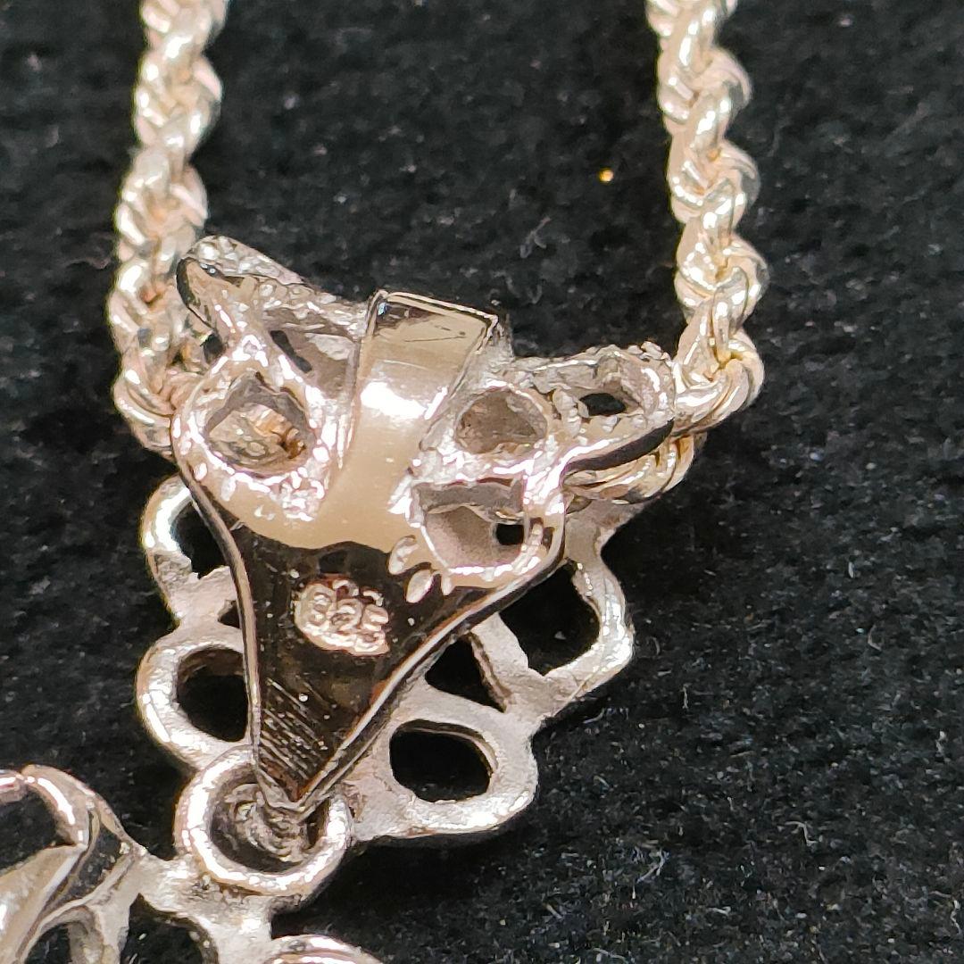 2AH93　真珠　925刻印　ダイヤモンド　ネックレス　シルバー