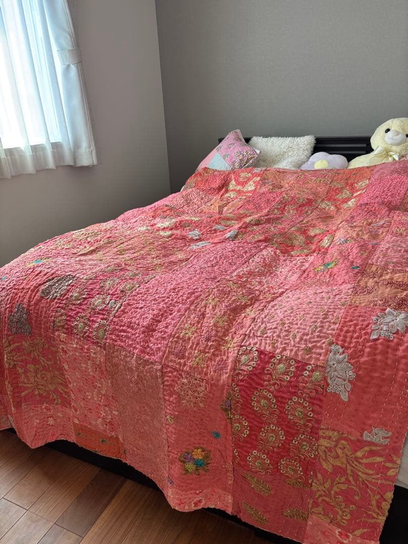 【年明けセール】ラリーキルト　インド刺繍　カンタ　ヴィンテージ　パッチワーク