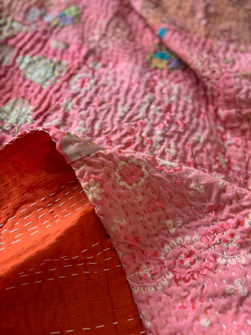 【年明けセール】ラリーキルト　インド刺繍　カンタ　ヴィンテージ　パッチワーク