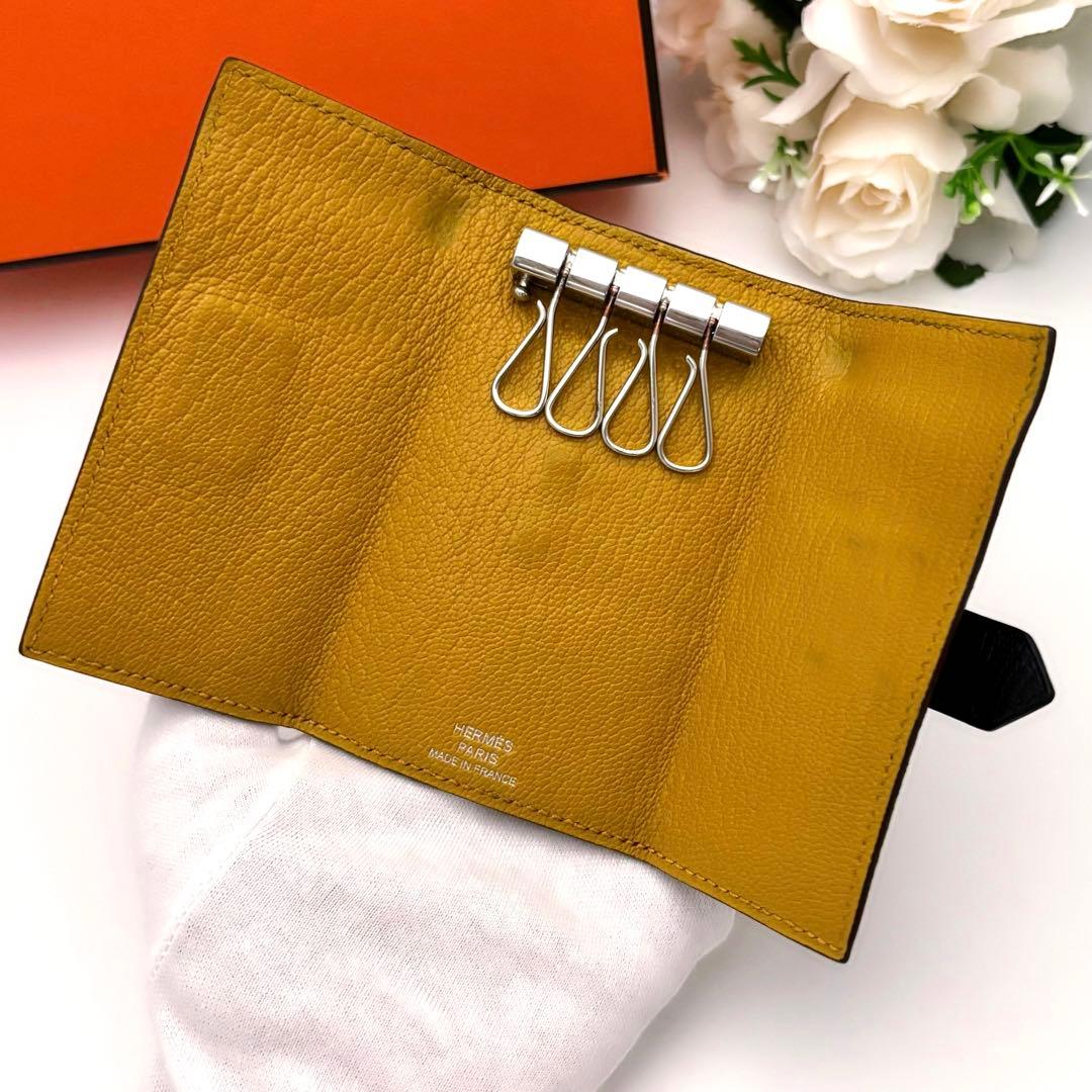 超希少✨️HERMES エルメス キーケース ブラック 黒 黄色 シルバー金具